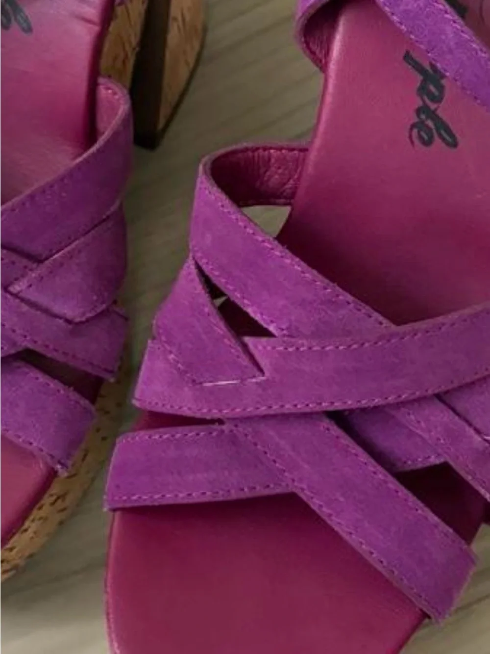 Free People Magenta Suede Cork Platform Sandals